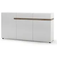 Cheya High Gloss Sideboard with 2 Drawers - White, Truffle Oak
