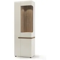 Cheya Left-Handed Tall Display Unit with LED - White Gloss, Oak alternate view