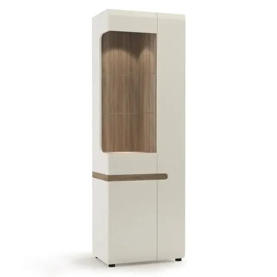 Cheya Left-Handed Tall Display Unit with LED - White Gloss, Oak product