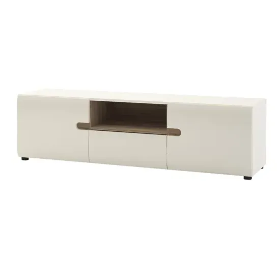 Cheya Wide TV Stand - White High Gloss, Truffle Oak product