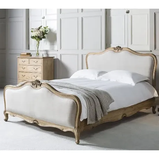 Chia King Size Bed Frame - Weathered, Linen image