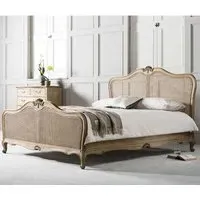 Chia Super King Size Bed Frame - Weathered, Cane