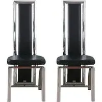 Chicago Dining Chairs with Chrome Legs - Black, Faux Leather