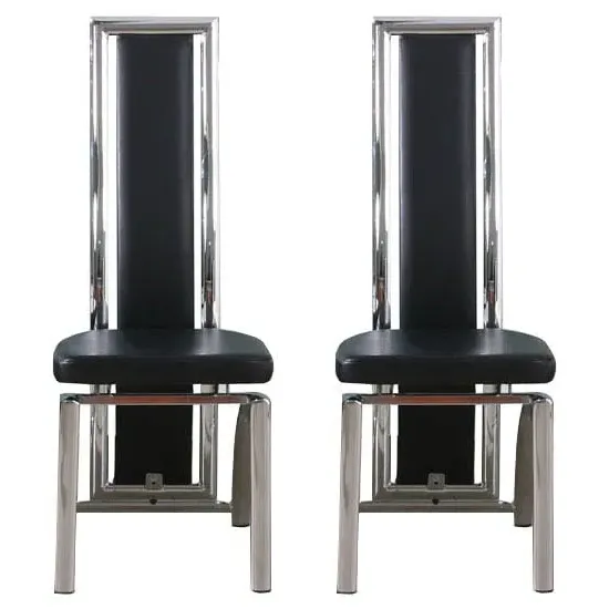 Chicago Dining Chairs with Chrome Legs - Black, Faux Leather image