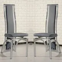 Chicago Dining Chairs with Chrome Legs - Grey, Faux Leather