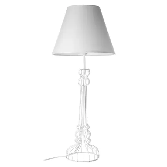 Chicoya Table Lamp with Metal Wire Base - White, Fabric image
