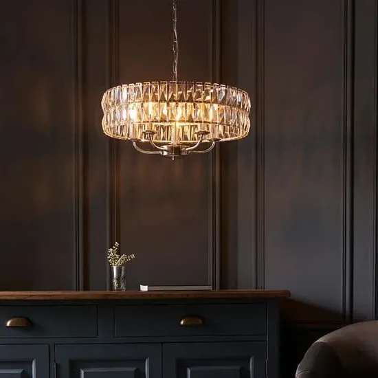 Chieti 5-Light Ceiling Pendant - Bright Nickel, Cut Glass product