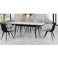 Chieti Extending Dining Table with 6 Chairs - Grey, Sintered Stone
