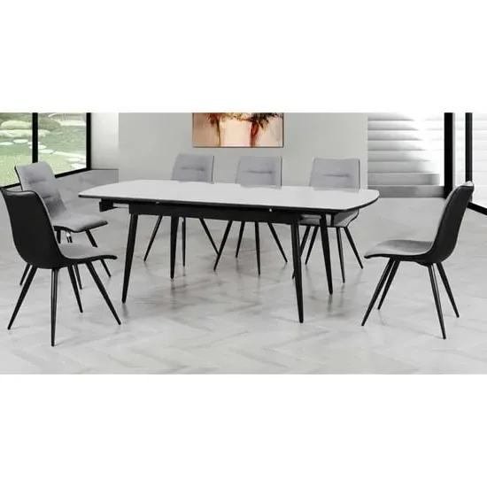 Chieti Extending Dining Table with 6 Chairs - Grey, Sintered Stone