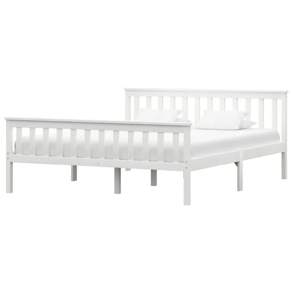 Chilliwack King Size Bed Frame - White, Pinewood
