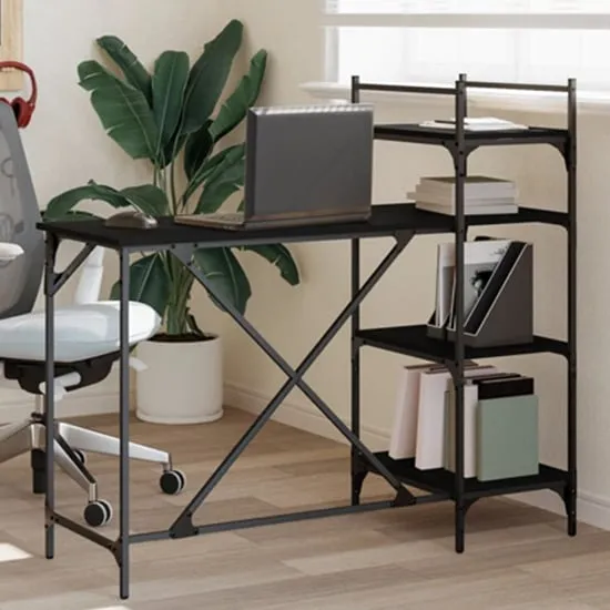 Chiltern Laptop Desk with 4 Shelves - Black image