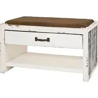 Chinle Shoe Storage Bench with Drawer - Lettering Motif