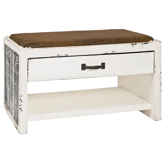 Chinle Shoe Storage Bench with Drawer - Lettering Motif image
