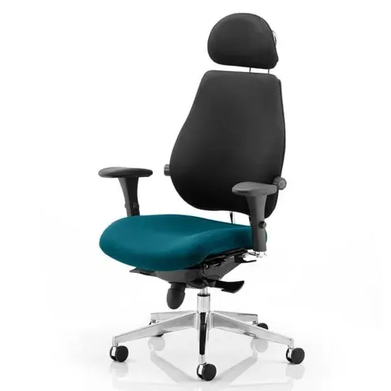 Chiro Headrest Office Chair - Black, Maringa Teal