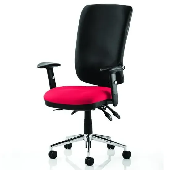 Chiro High Back Office Chair with Arms - Black, Bergamot Cherry