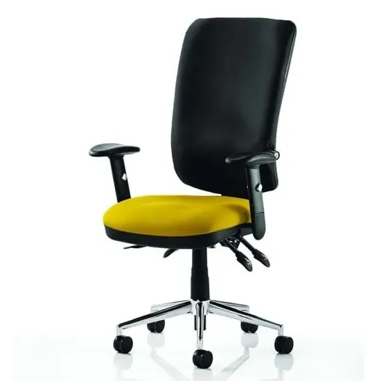Chiro High Back Office Chair with Arms - Black, Yellow