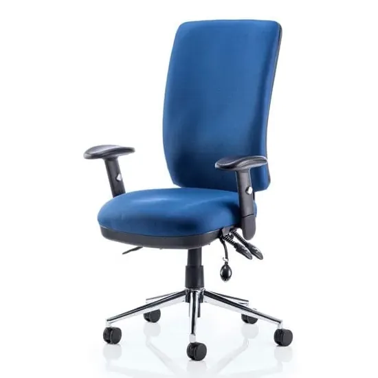 Chiro High Back Office Chair with Arms - Blue, Fabric