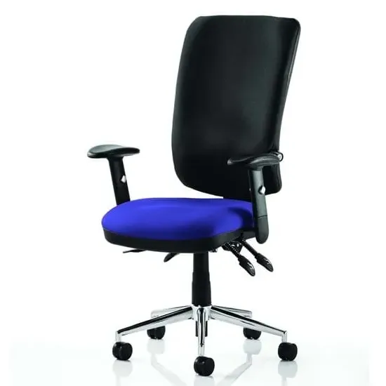 Chiro High Back Office Chair with Arms - Stevia Blue