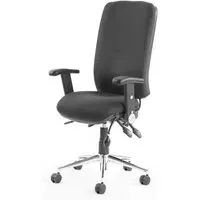 Chiro High Back Office Chair with Folding Arms - Black, Fabric