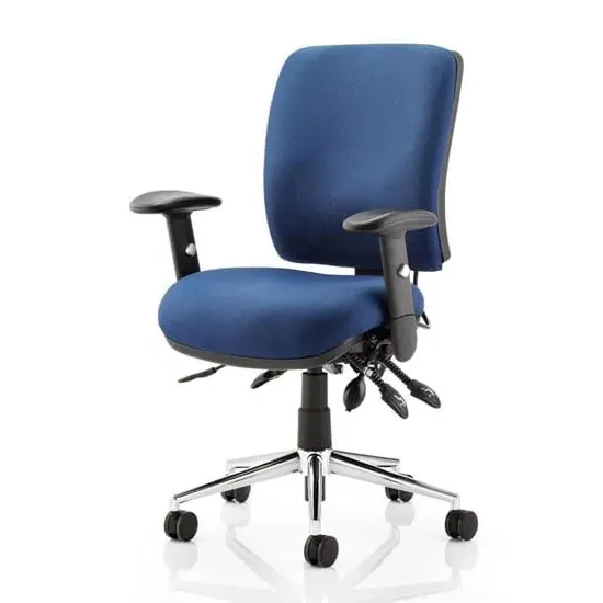 Chiro Medium Back Office Chair with Arms - Blue, Fabric