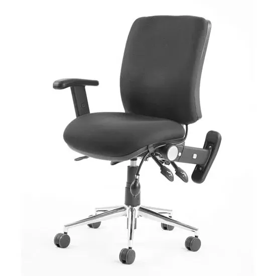 Chiro Medium Back Office Chair with Folding Arms - Black, Fabric
