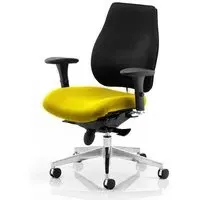 Chiro Plus Ergonomic Office Chair with Arms - Yellow, Fabric