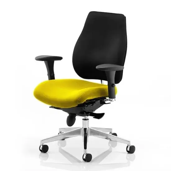 Chiro Plus Ergonomic Office Chair with Arms - Yellow, Fabric