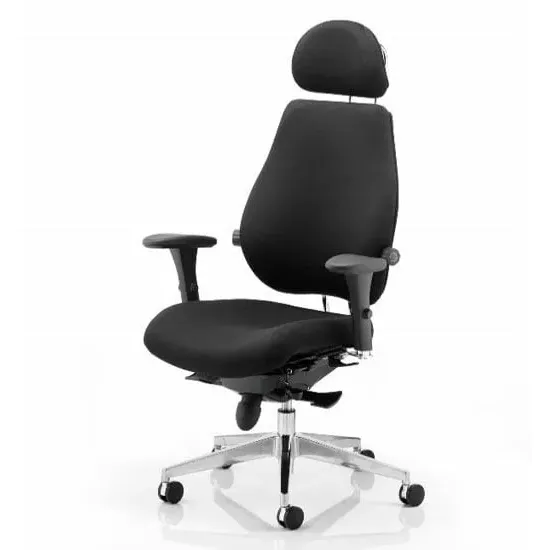 Chiro Plus Ergonomic Office Chair with Headrest - Black, Fabric