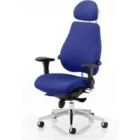 Chiro Plus Ultimate Headrest Office Chair with Arms - Blue, Fabric