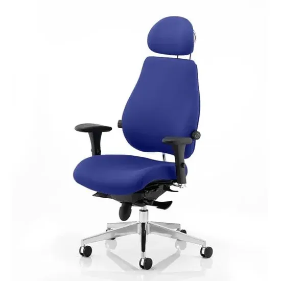 Chiro Plus Ultimate Headrest Office Chair with Arms - Blue, Fabric