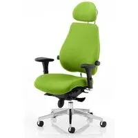 Chiro Plus Ultimate Headrest Office Chair with Arms - Green, Fabric
