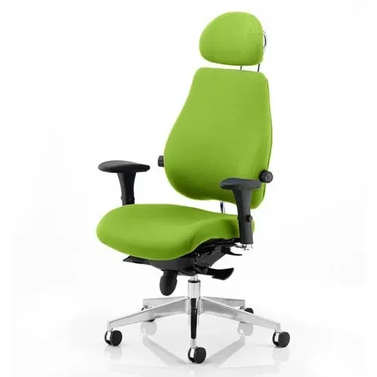 Chiro Plus Ultimate Headrest Office Chair with Arms - Green, Fabric