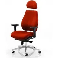 Chiro Plus Ultimate Headrest Office Chair with Arms - Red, Fabric