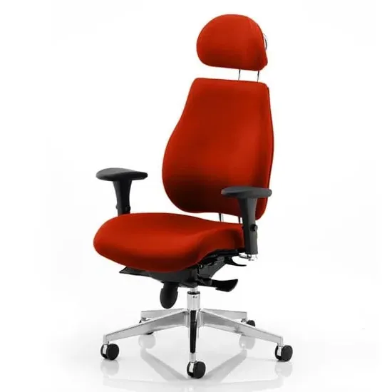 Chiro Plus Ultimate Headrest Office Chair with Arms - Red, Fabric