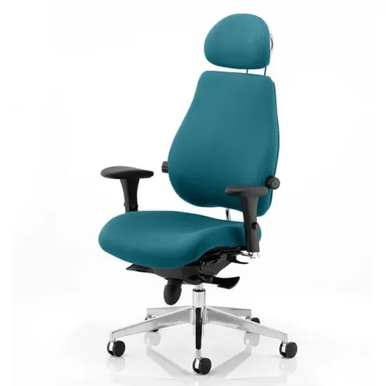Chiro Plus Ultimate Headrest Office Chair with Arms - Teal, Fabric