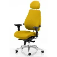 Chiro Plus Ultimate Headrest Office Chair with Arms - Yellow, Fabric