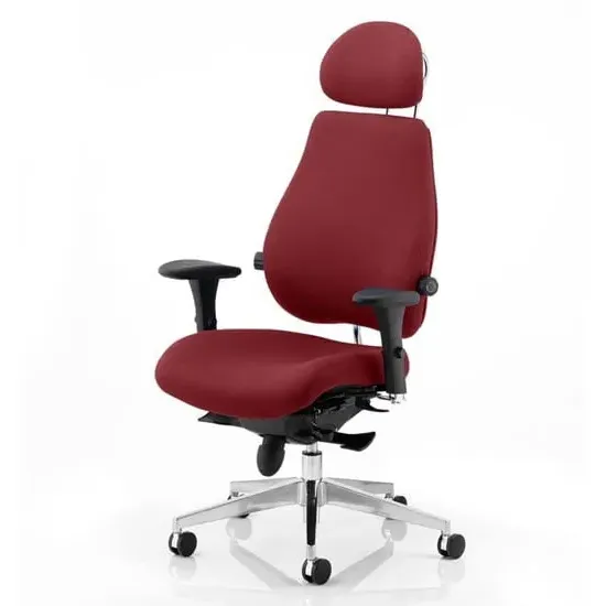 Chiro Plus Ultimate Office Chair with Headrest - Red, Fabric