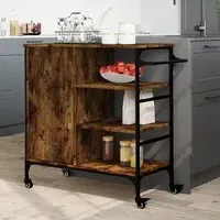 Choctaw Kitchen Trolley with Storage - Smoked Oak