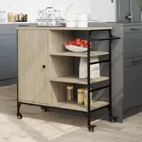 Choctaw Kitchen Trolley with Storage - Sonoma Oak