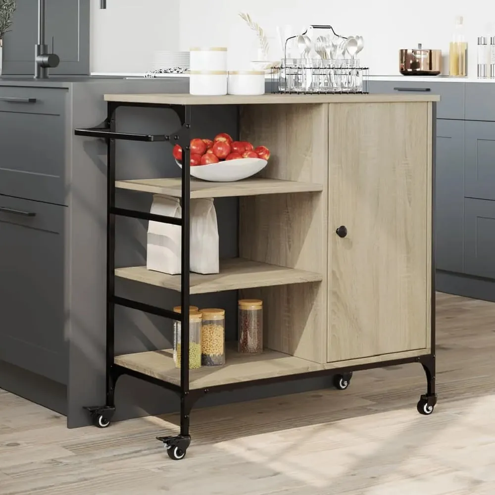 Choctaw Kitchen Trolley with Storage - Sonoma Oak