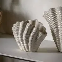 Choctaw Small Seashell Vase - White, Stoneware