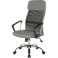 Chord High Back Office Chair with Headrest - Grey, Fabric