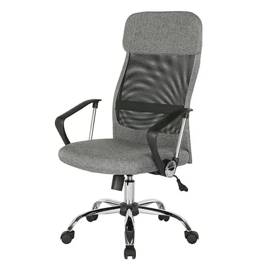 Chord High Back Office Chair with Headrest - Grey, Fabric image