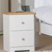 Chorley Bedside Cabinet with 2 Drawers - White, Oak