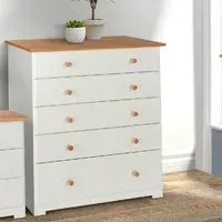 Chorley Chest of 5 Drawers - White, Oak