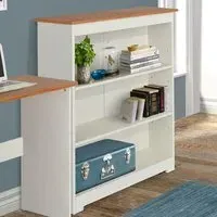 Chorley Wide Bookcase with 3 Shelves - White, Oak