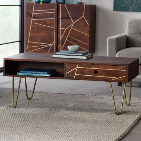 Chort Coffee Table with Storage - Dark Walnut, Mango Wood
