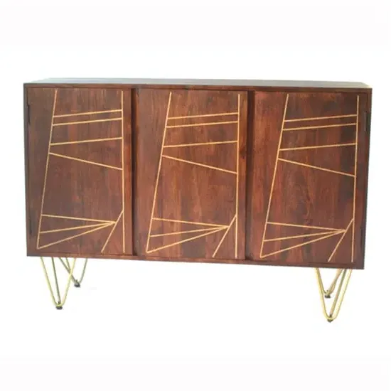 Chort Large Sideboard with 3 Doors - Dark Walnut, Mango Wood