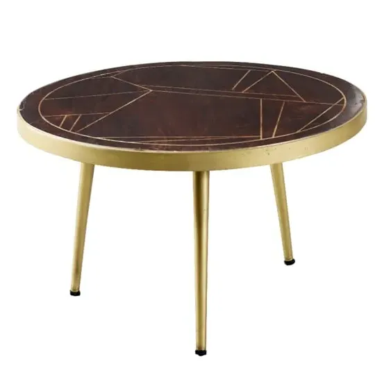 Chort Round Coffee Table - Dark Walnut, Mango Wood
