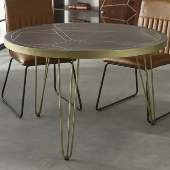 Chort Round Dining Table - Dark Walnut, Mango Wood